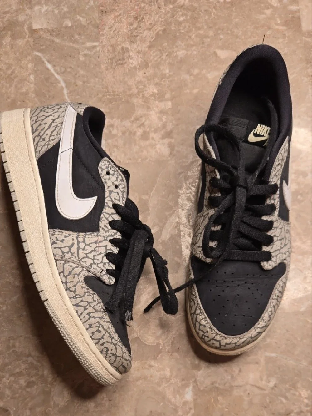 Nike Black Sneakers with Gray Elephant Print